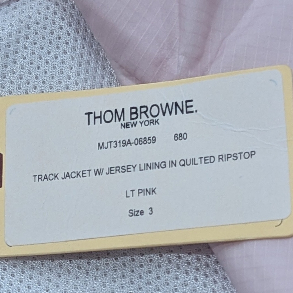 $1850 Mens Thom Browne Contrast Logo 4 Bar Coaches Jacket Light Pink 3 - Large - Picture 10 of 10